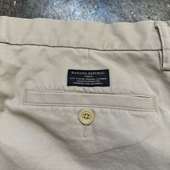 Banana Republic Dawson Chino Pants Flat Front Tan Color 100% Cotton Size 34x33 - Picture 15 of 16